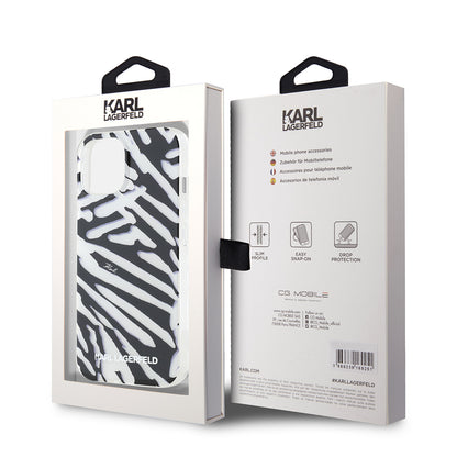 Deksel for Apple iPhone 15, Karl Lagerfeld, IML Luxury Zebra Pattern with Strap, Svart