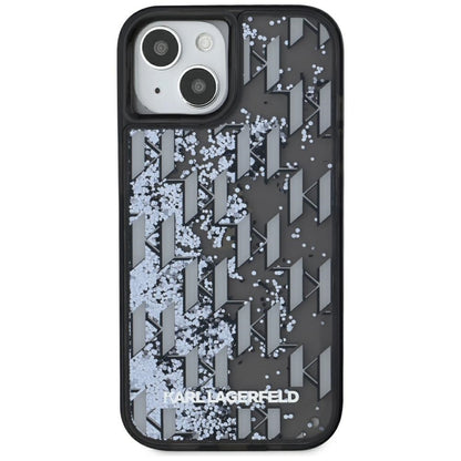 Deksel for Apple iPhone 15, Karl Lagerfeld, Liquid Glitter Monogram, Svart