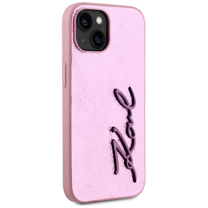 Deksel for Apple iPhone 15, Karl Lagerfeld, Metal Signature, Rosa