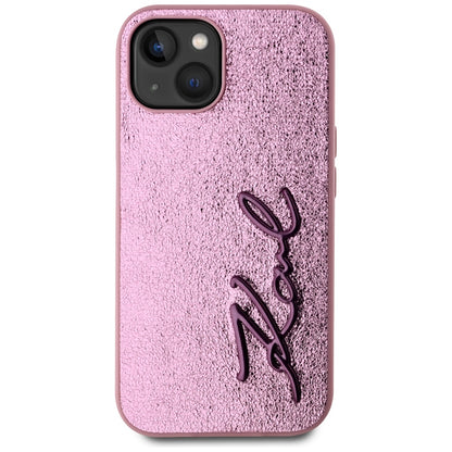 Deksel for Apple iPhone 15, Karl Lagerfeld, Metal Signature, Rosa