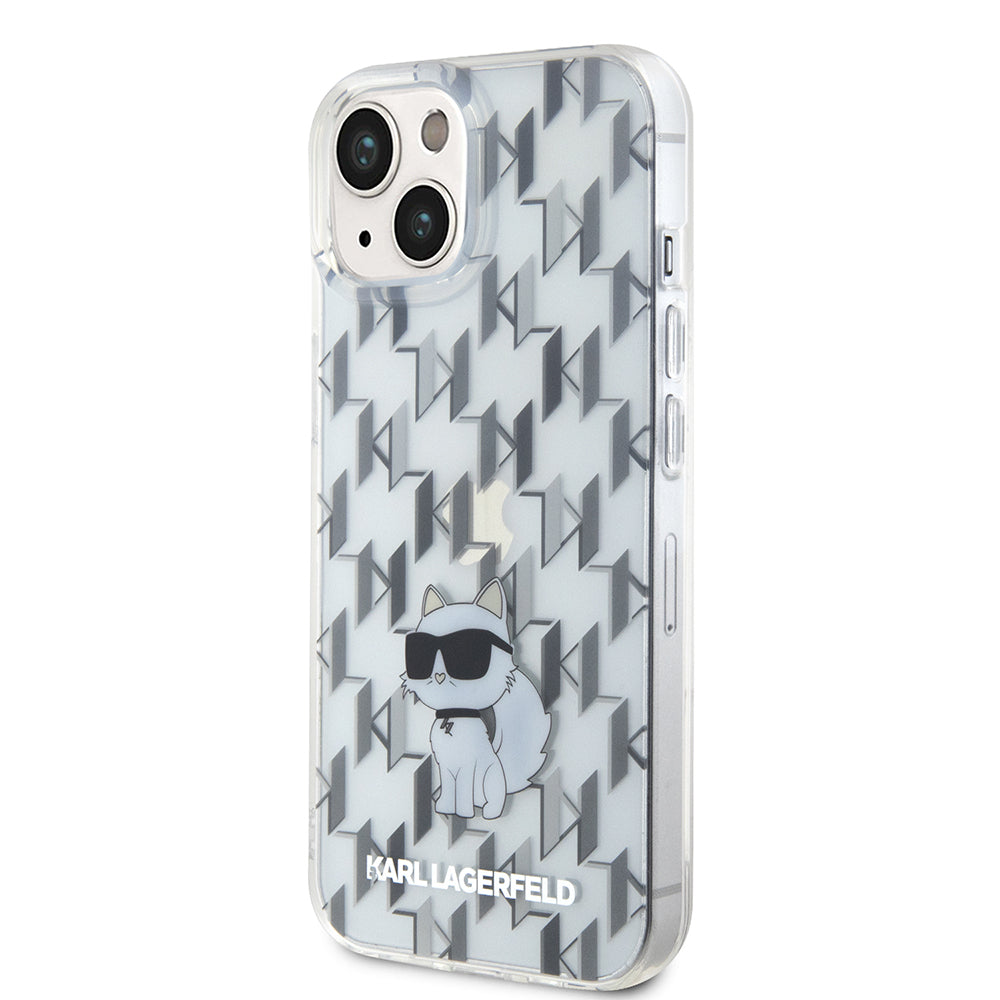 Deksel for Apple iPhone 15, Karl Lagerfeld, Monogram Choupette, Gjennomsiktig