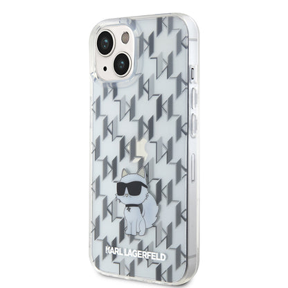Deksel for Apple iPhone 15, Karl Lagerfeld, Monogram Choupette, Gjennomsiktig