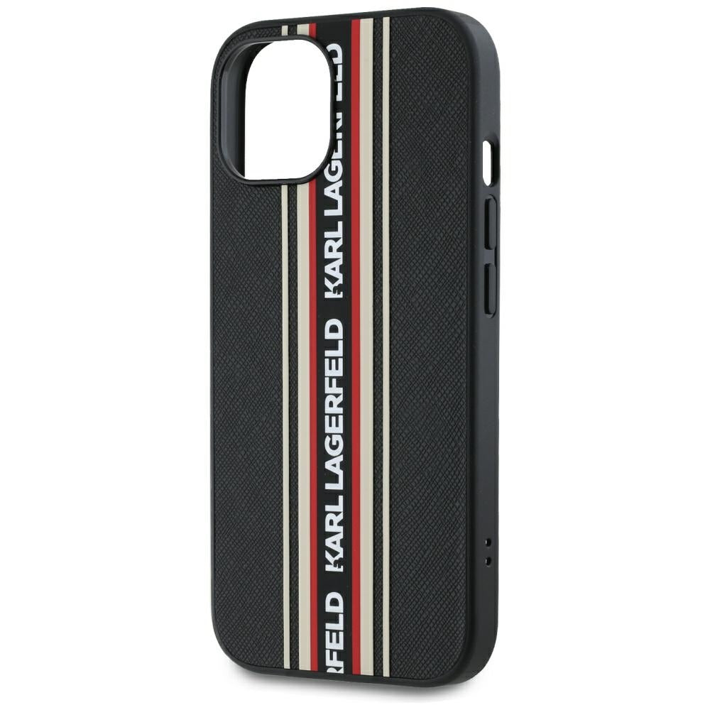Deksel for Apple iPhone 15, Karl Lagerfeld, Saffiano Athleisure Stripes with Strap, Rosie
