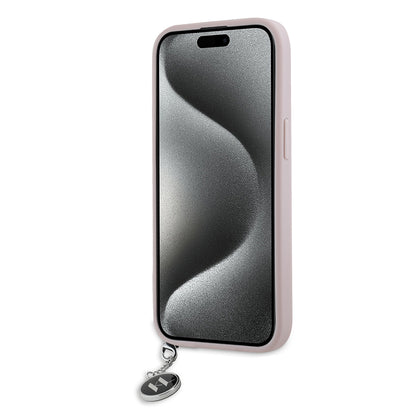 Deksel for Apple iPhone 15, Karl Lagerfeld, Saffiano Rhinestones & Charm, Rosa