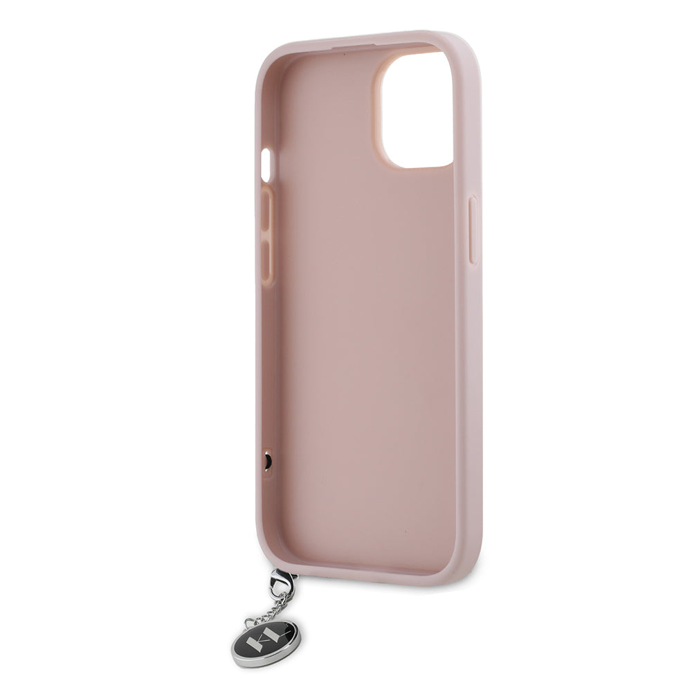 Deksel for Apple iPhone 15, Karl Lagerfeld, Saffiano Rhinestones & Charm, Rosa