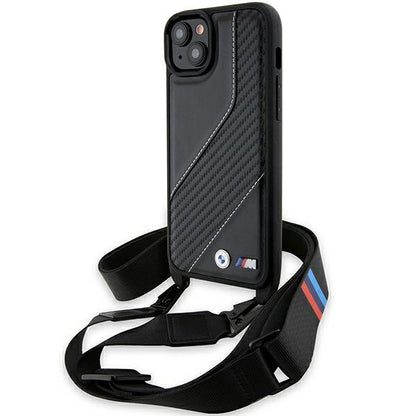 Deksel for Apple iPhone 15 Plus, BMW, M Edition Carbon Stripe & Strap, Svart