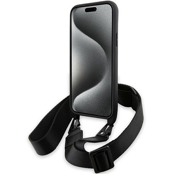 Deksel for Apple iPhone 15 Plus, BMW, M Edition Carbon Stripe & Strap, Svart
