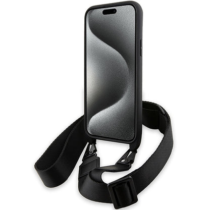 Deksel for Apple iPhone 15 Plus, BMW, M Edition Carbon Stripe & Strap, Svart