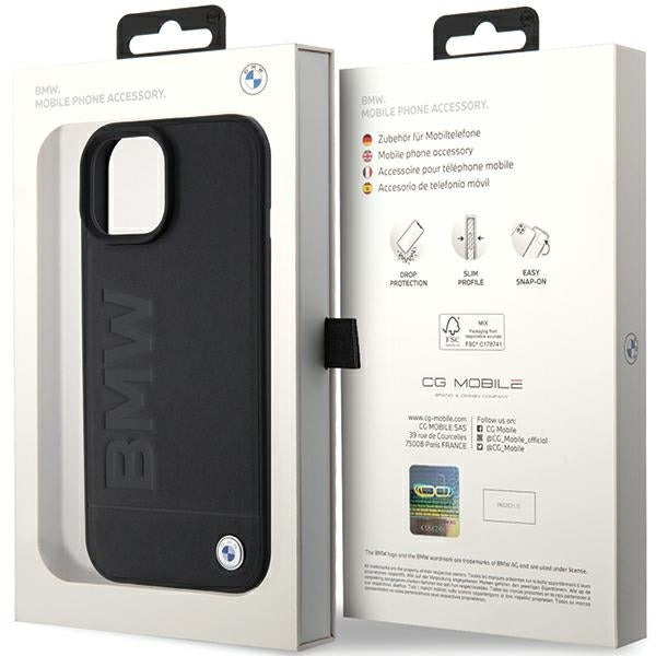 Deksel for Apple iPhone 15 Plus, BMW, Natural Hot Stamp, Svart