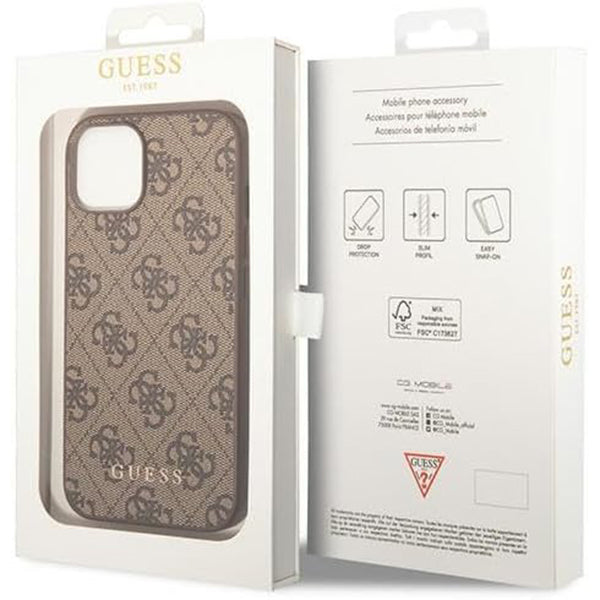Deksel for Apple iPhone 15 Plus, Guess, 4G Metal Gold Logo, Brun