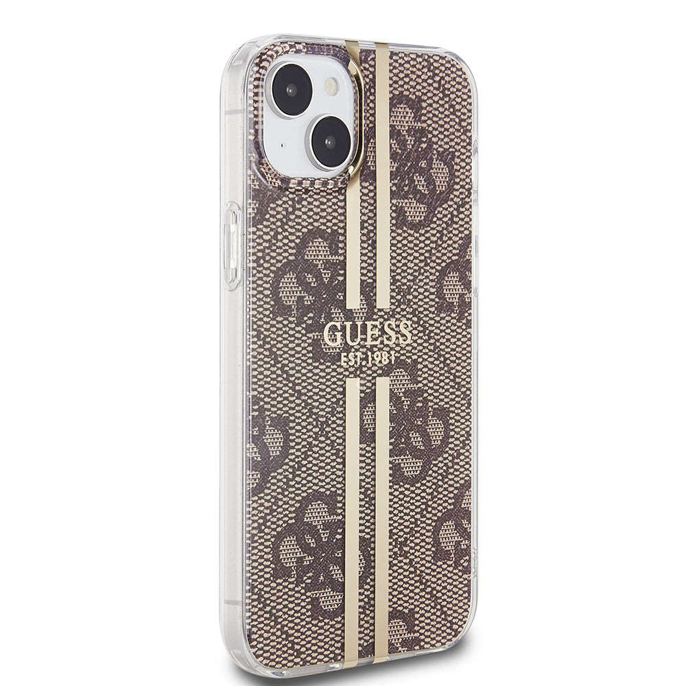 Deksel for Apple iPhone 15 Plus, Guess, IML 4G Gold Stripe, Brun