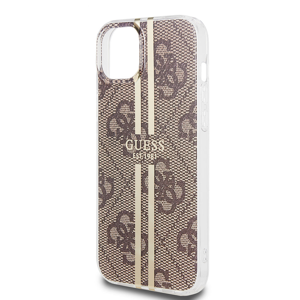 Deksel for Apple iPhone 15 Plus, Guess, IML 4G Gold Stripe, Brun
