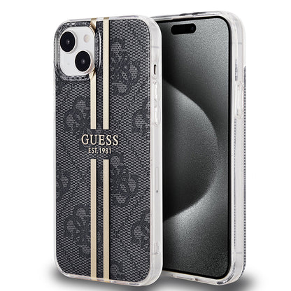 Deksel for Apple iPhone 15 Plus, Guess, IML 4G Gold Stripe, Svart