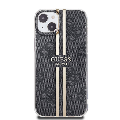 Deksel for Apple iPhone 15 Plus, Guess, IML 4G Gold Stripe, Svart