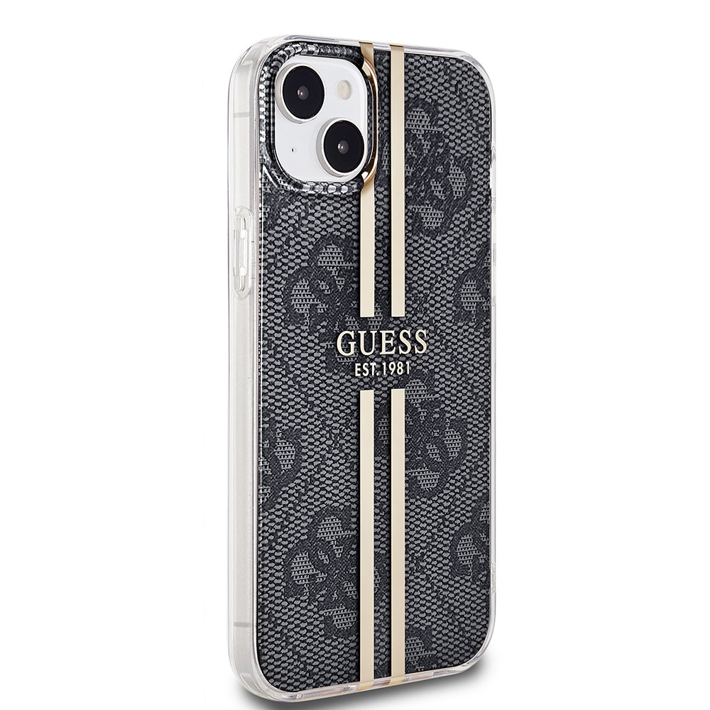 Deksel for Apple iPhone 15 Plus, Guess, IML 4G Gold Stripe, Svart