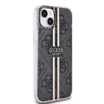 Deksel for Apple iPhone 15 Plus, Guess, IML 4G Gold Stripe, Svart