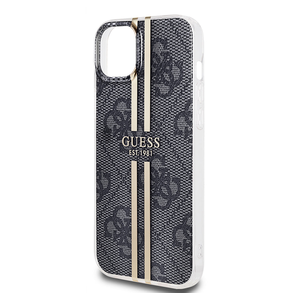 Deksel for Apple iPhone 15 Plus, Guess, IML 4G Gold Stripe, Svart