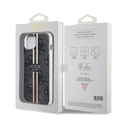 Deksel for Apple iPhone 15 Plus, Guess, IML 4G Gold Stripe, Svart