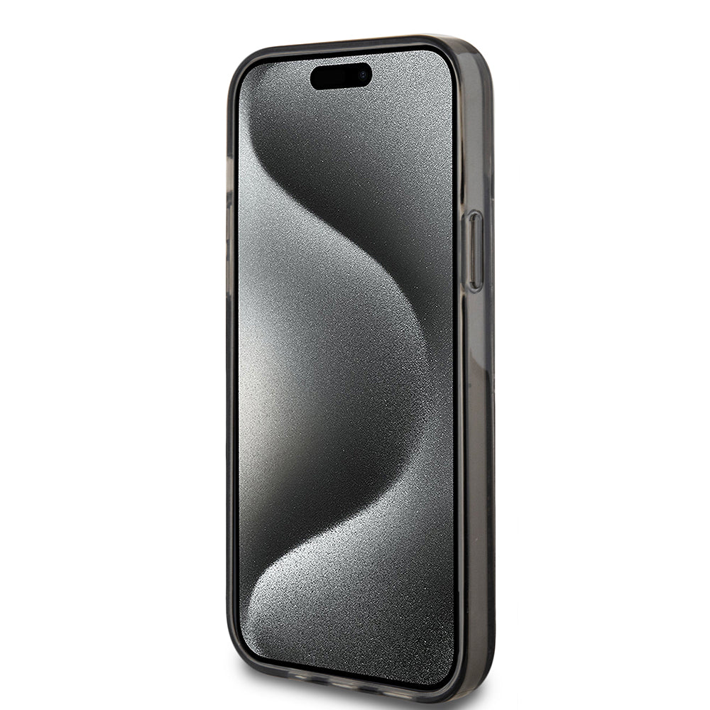 Deksel for Apple iPhone 15 Plus, Guess, Liquid Glitter Gold Stripes, Svart