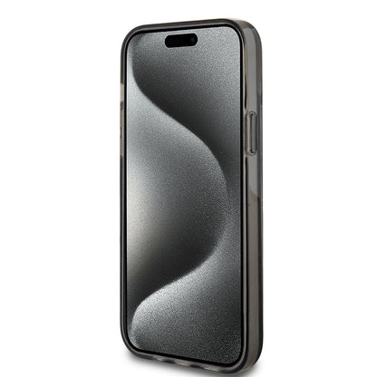 Deksel for Apple iPhone 15 Plus, Guess, Liquid Glitter Gold Stripes, Svart