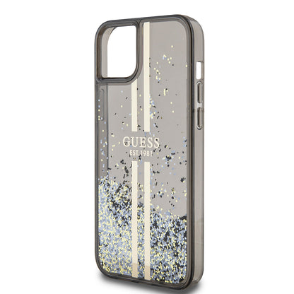 Deksel for Apple iPhone 15 Plus, Guess, Liquid Glitter Gold Stripes, Svart