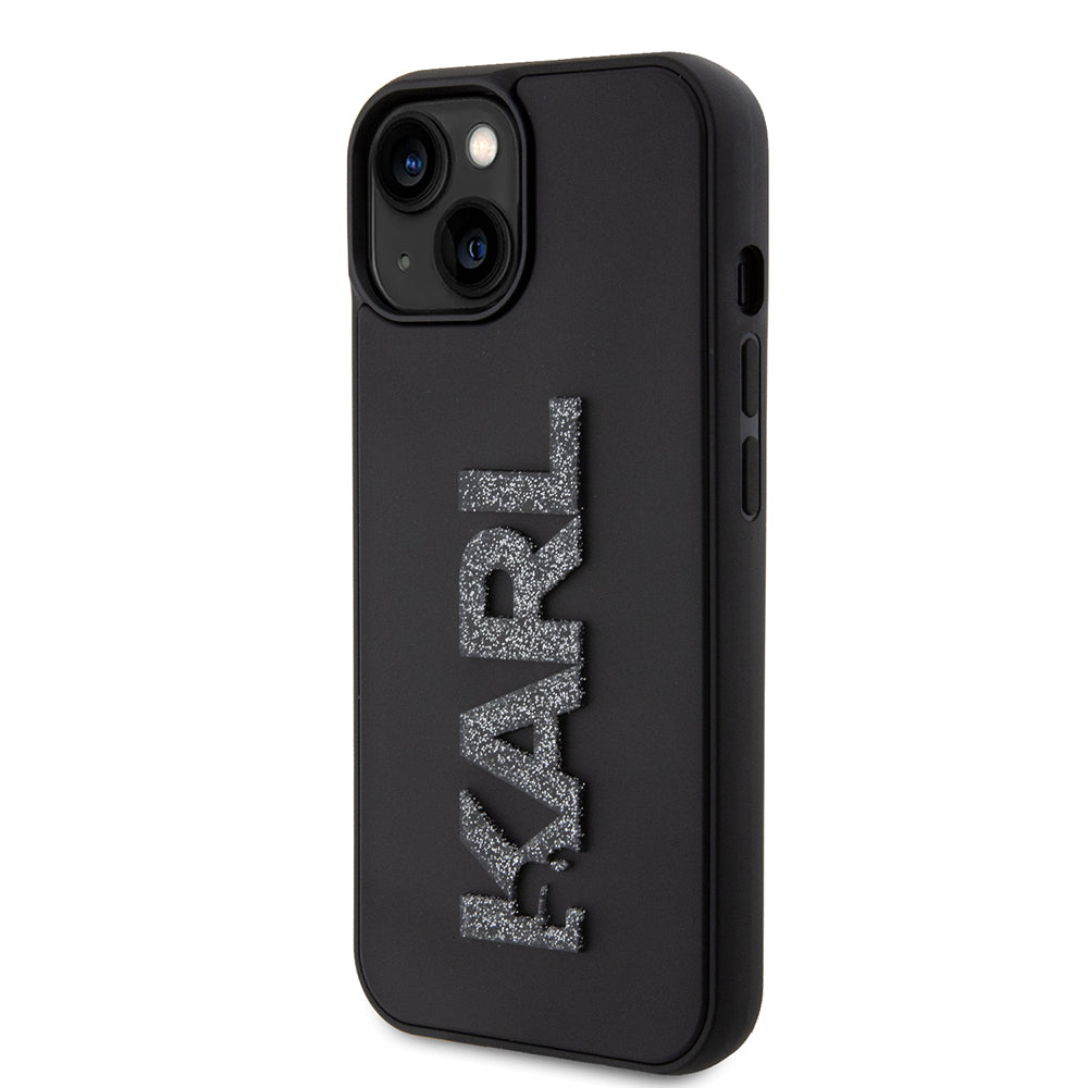 Deksel for Apple iPhone 15 Plus, Karl Lagerfeld, 3D Rubber Glitter Logo, Svart