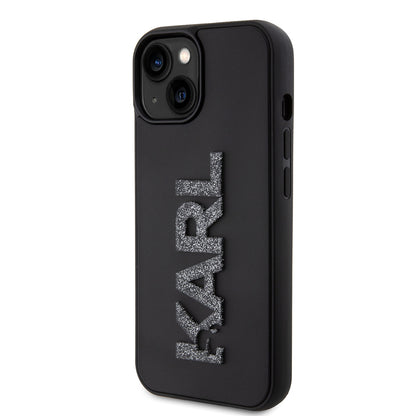 Deksel for Apple iPhone 15 Plus, Karl Lagerfeld, 3D Rubber Glitter Logo, Svart