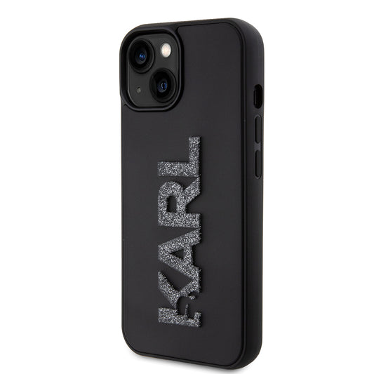 Deksel for Apple iPhone 15 Plus, Karl Lagerfeld, 3D Rubber Glitter Logo, Svart