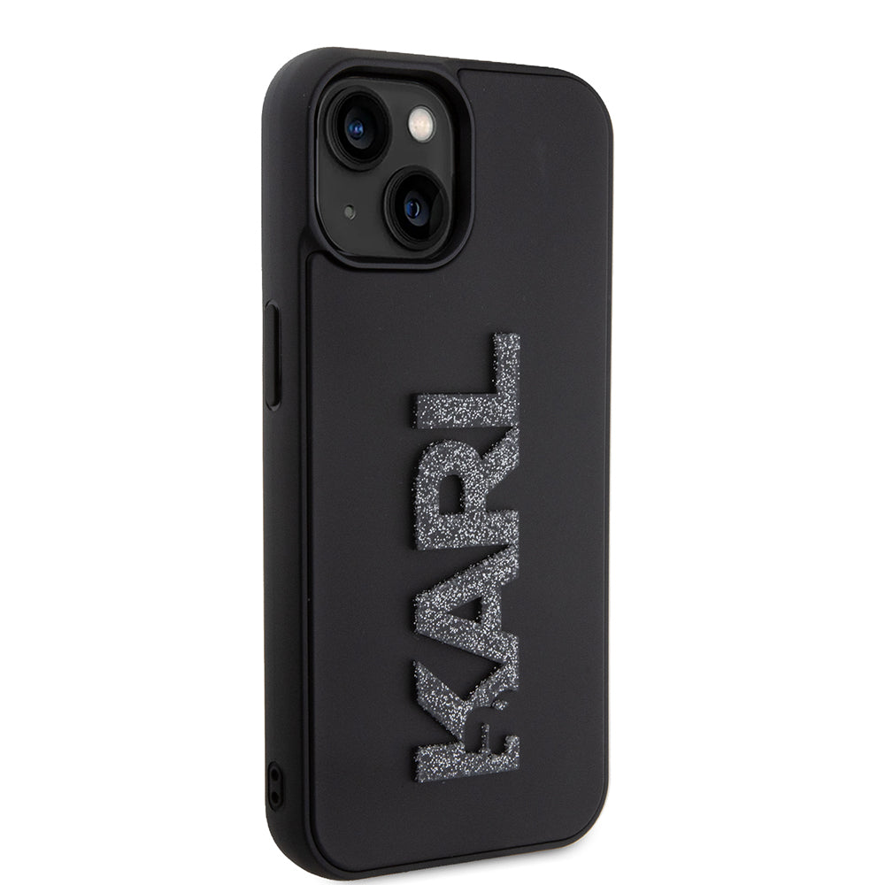 Deksel for Apple iPhone 15 Plus, Karl Lagerfeld, 3D Rubber Glitter Logo, Svart