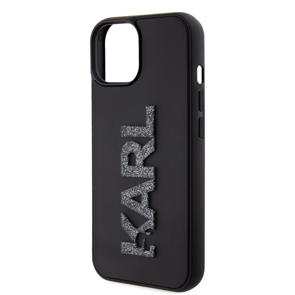 Deksel for Apple iPhone 15 Plus, Karl Lagerfeld, 3D Rubber Glitter Logo, Svart