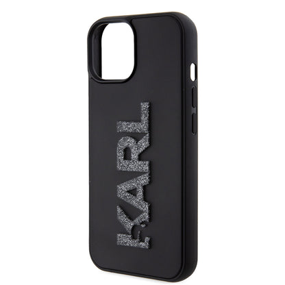 Deksel for Apple iPhone 15 Plus, Karl Lagerfeld, 3D Rubber Glitter Logo, Svart