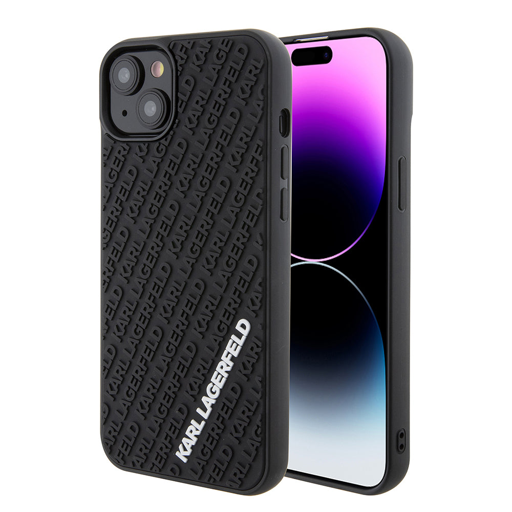 Deksel for Apple iPhone 15 Plus, Karl Lagerfeld, 3D Rubber Multi Logo, Svart