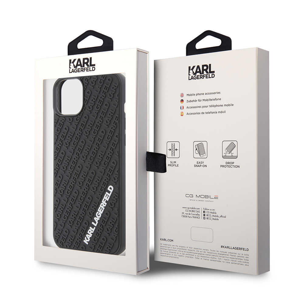 Deksel for Apple iPhone 15 Plus, Karl Lagerfeld, 3D Rubber Multi Logo, Svart