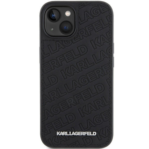 Deksel for Apple iPhone 15 Plus, Karl Lagerfeld, Diagonal Quilted K Pattern, Svart