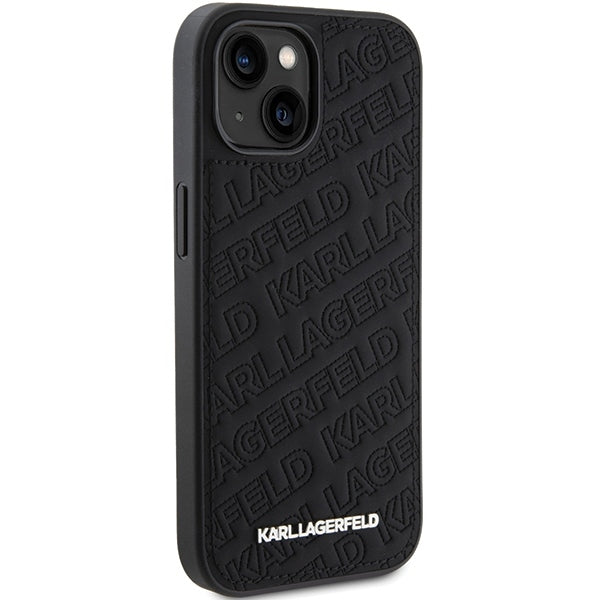 Deksel for Apple iPhone 15 Plus, Karl Lagerfeld, Diagonal Quilted K Pattern, Svart