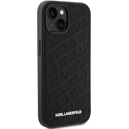 Deksel for Apple iPhone 15 Plus, Karl Lagerfeld, Diagonal Quilted K Pattern, Svart