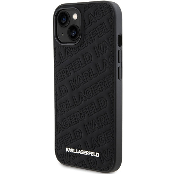 Deksel for Apple iPhone 15 Plus, Karl Lagerfeld, Diagonal Quilted K Pattern, Svart