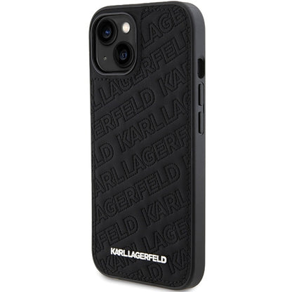Deksel for Apple iPhone 15 Plus, Karl Lagerfeld, Diagonal Quilted K Pattern, Svart