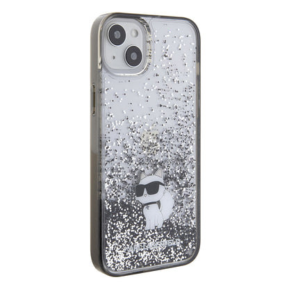 Deksel for Apple iPhone 15 Plus, Karl Lagerfeld, Liquid Glitter Choupette, Gjennomsiktig