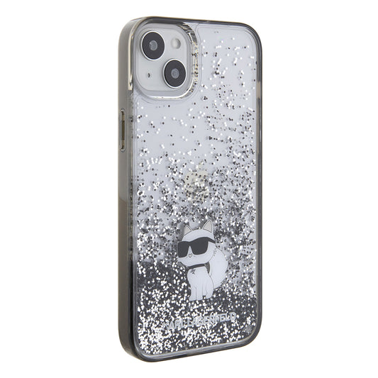 Deksel for Apple iPhone 15 Plus, Karl Lagerfeld, Liquid Glitter Choupette, Gjennomsiktig