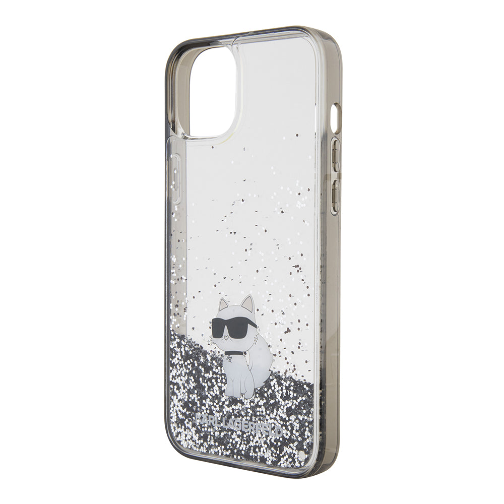 Deksel for Apple iPhone 15 Plus, Karl Lagerfeld, Liquid Glitter Choupette, Gjennomsiktig