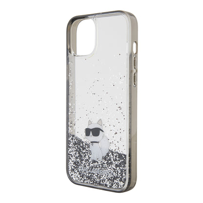 Deksel for Apple iPhone 15 Plus, Karl Lagerfeld, Liquid Glitter Choupette, Gjennomsiktig