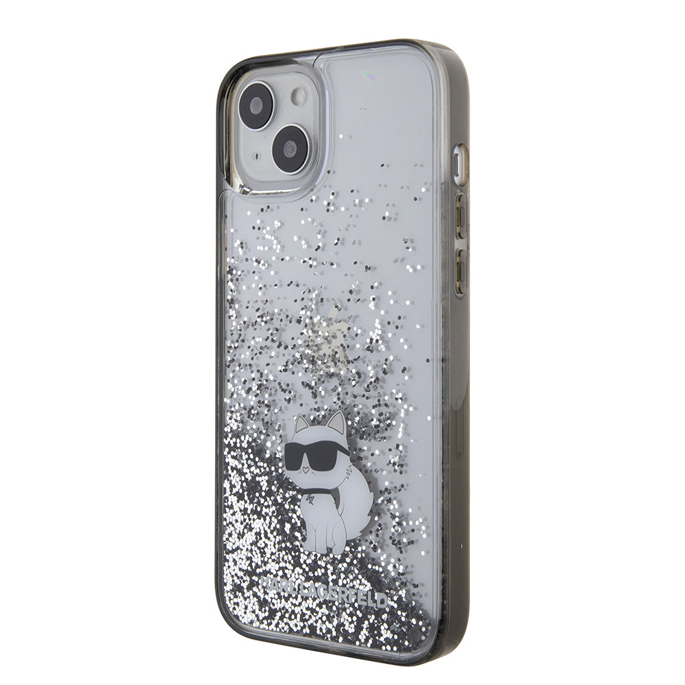 Deksel for Apple iPhone 15 Plus, Karl Lagerfeld, Liquid Glitter Choupette, Gjennomsiktig