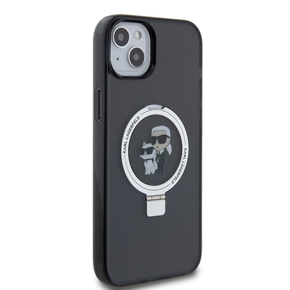 Deksel for Apple iPhone 15 Plus, Karl Lagerfeld, Ringstand Karl & Choupette, Svart