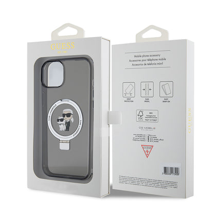 Deksel for Apple iPhone 15 Plus, Karl Lagerfeld, Ringstand Karl & Choupette, Svart