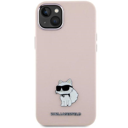Deksel for Apple iPhone 15 Plus, Karl Lagerfeld, Silicone Choupette Metal, Rosa