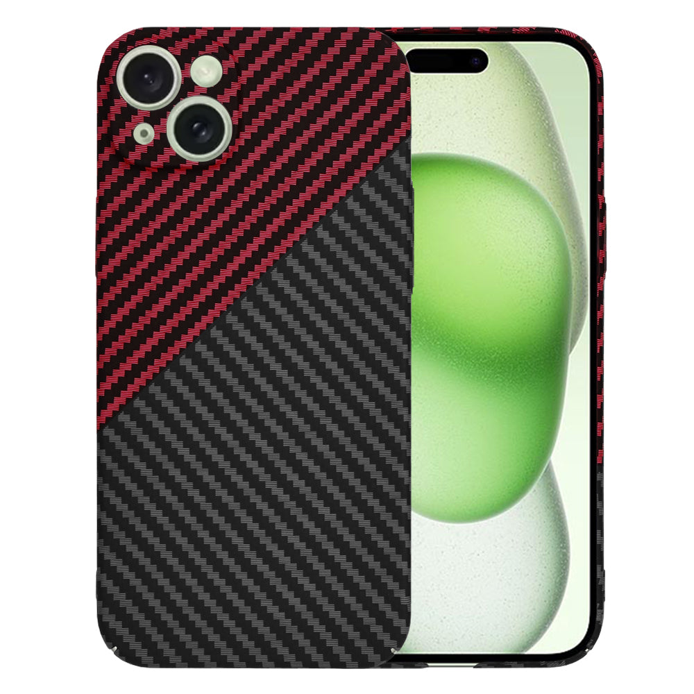 Deksel for Apple iPhone 15 Plus, Techsuit, Carbonite FiberShell, Svart Rød