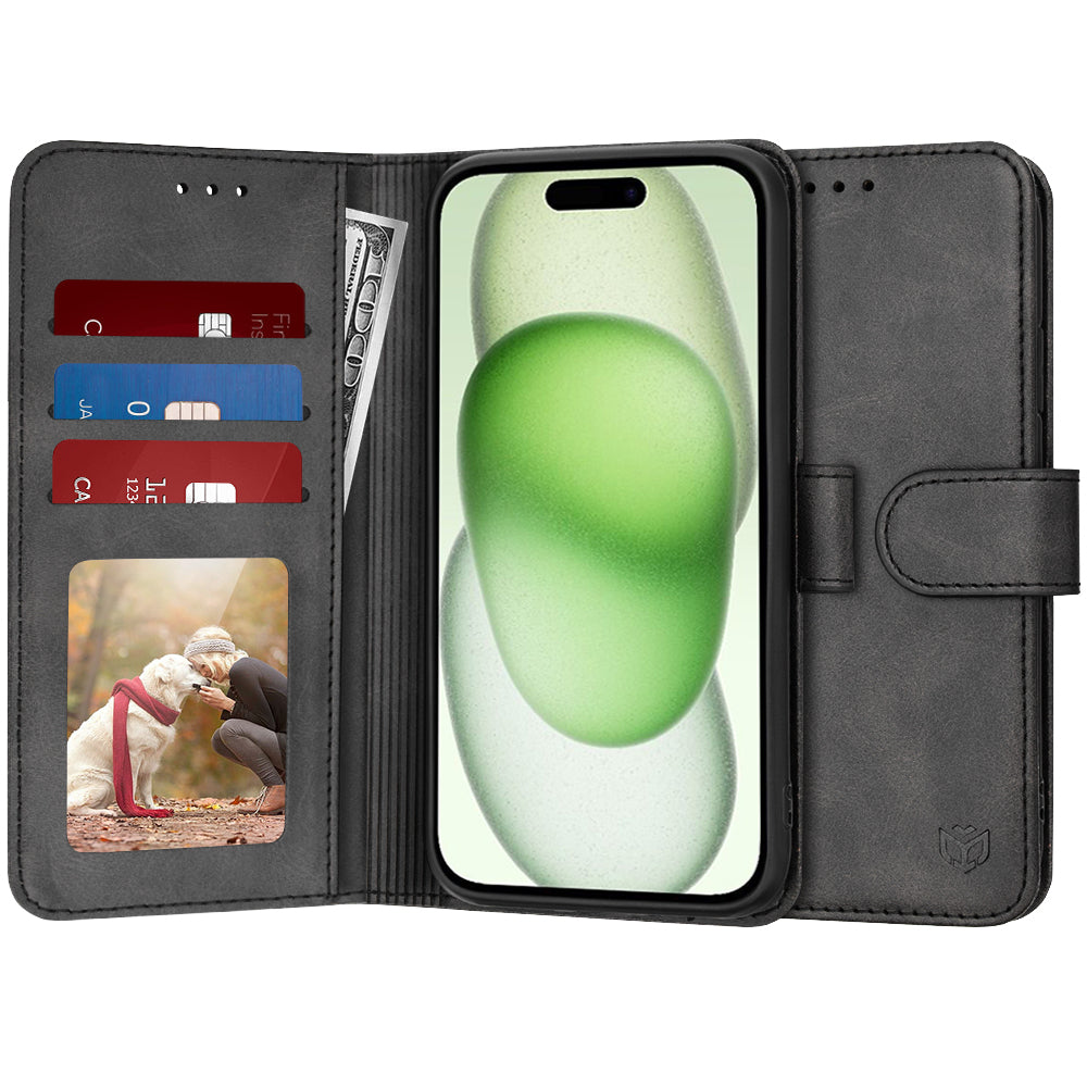 Deksel for Apple iPhone 15 Plus, Techsuit, Diary Book, Svart