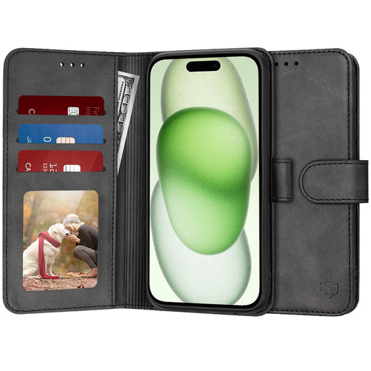 Deksel for Apple iPhone 15 Plus, Techsuit, Diary Book, Svart