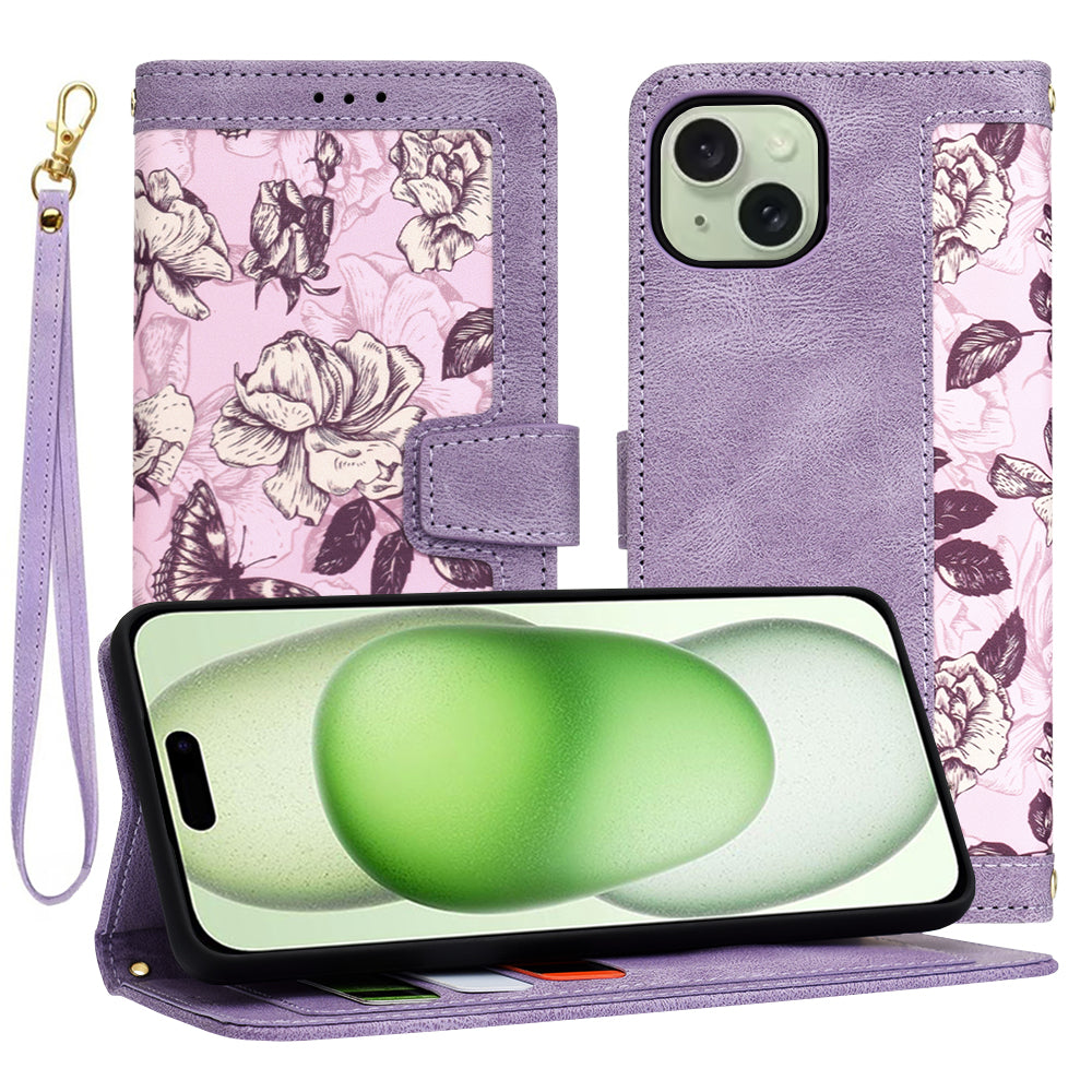 Deksel for Apple iPhone 15 Plus, Techsuit, FlipCraft, Lilla